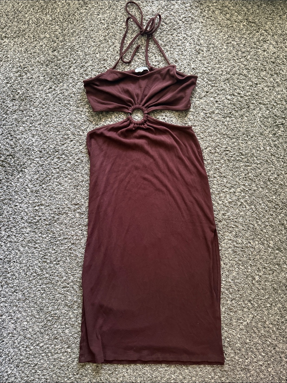 Brown Large Ribbed Crescent Summer Dress